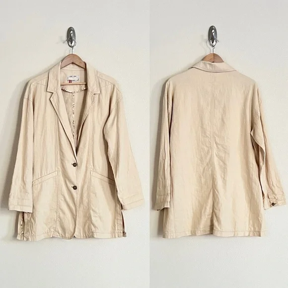 PILCRO Oversized Linen Blazer in Beige - Picture 6 of 11